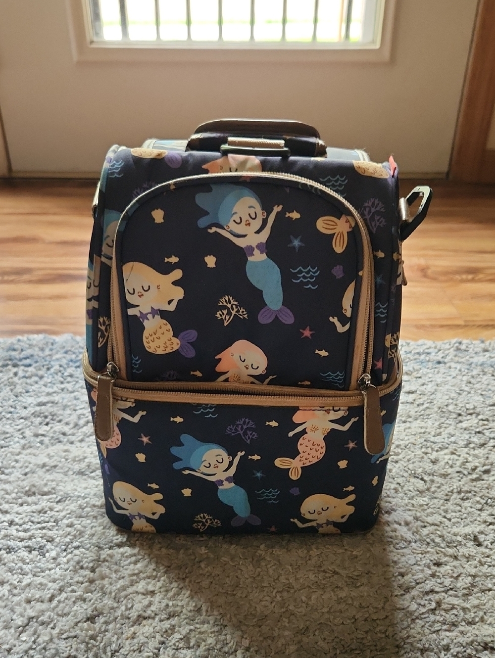 Navy Mermaid Print Insulated Pump Bag